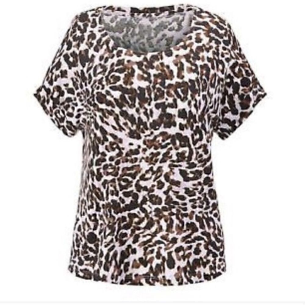 Cabi | Animal Print Crop Short Sleeve Tee 3414 | M